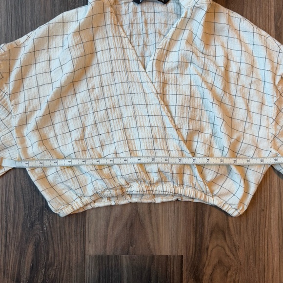Zara Plaid Cropped Top cream and black size small - Picture 5 of 11